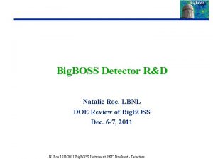 Big BOSS Detector RD Natalie Roe LBNL DOE