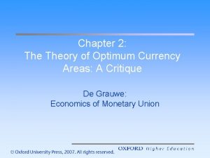 Chapter 2 Theory of Optimum Currency Areas A