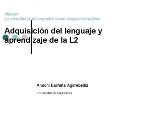 Mster La enseanza del espaol como lengua extranjera