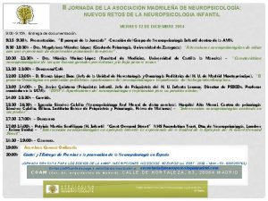 II JORNADA DE LA ASOCIACIN MADRILEA DE NEUROPSICOLOGA