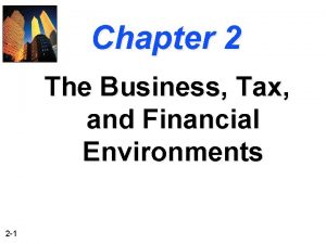 Chapter 2 The Business Tax and Financial Environments