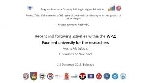 Program Erasmus Capacity Building in Higher Education Project