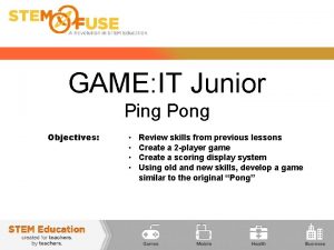 GAME IT Junior Ping Pong Objectives Review skills