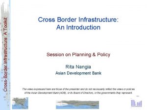 CrossBorder Infrastructure A Toolkit Cross Border Infrastructure An