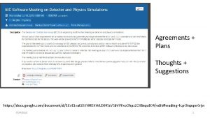 Agreements Plans Thoughts Suggestions https docs google comdocumentd1