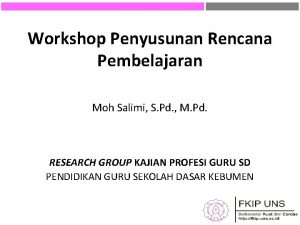 Workshop Penyusunan Rencana Pembelajaran Moh Salimi S Pd