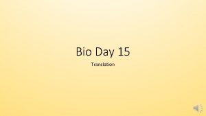 Bio Day 15 Translation Transcribe versus Translate The