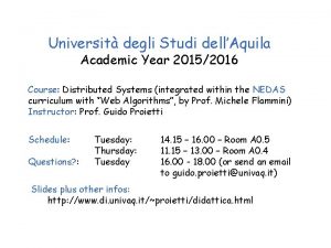 Universit degli Studi dellAquila Academic Year 20152016 Course