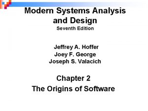 Modern Systems Analysis and Design Seventh Edition Jeffrey