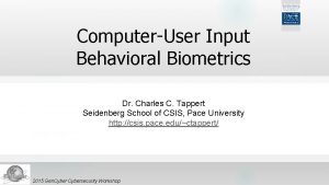 ComputerUser Input Behavioral Biometrics Dr Charles C Tappert