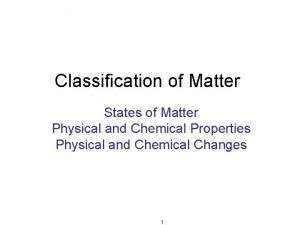 Classification of Matter States of Matter Physical and