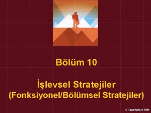 Blm 10 levsel Stratejiler FonksiyonelBlmsel Stratejiler lgenMirze 2004