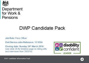 DWP Candidate Pack Job Role Press Officer Civil