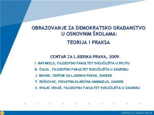 OBRAZOVANJE ZA DEMOKRATSKO GRAANSTVO U OSNOVNIM KOLAMA TEORIJA