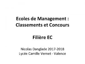 Ecoles de Management Classements et Concours Filire EC