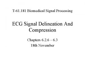 T61 181 Biomedical Signal Processing ECG Signal Delineation