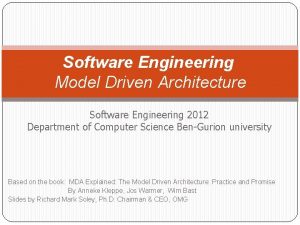 Software Engineering Model Driven Architecture Software Engineering 2012