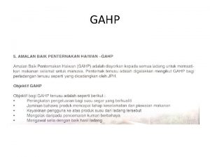 GAHP GAHP GAHP GAHP in Broiler Chicken GUIDELINE