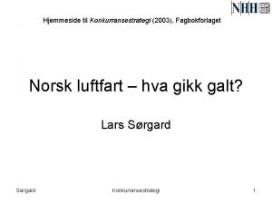 Hjemmeside til Konkurransestrategi 2003 Fagbokforlaget Norsk luftfart hva