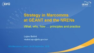 Strategy in Marcomms at GANT and the NRENs
