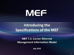 Introducing the Specifications of the MEF 7 2