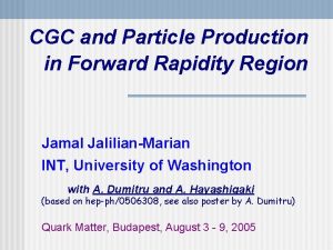 CGC and Particle Production in Forward Rapidity Region