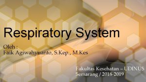 Respiratory System Oleh Faik Agiwahyuanto S Kep M