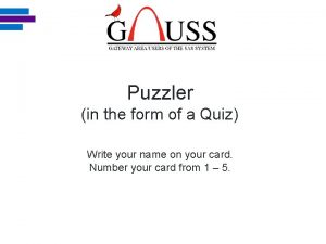 Puzzler in the form of a Quiz Write