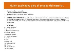 Guin explicativo para el empleo del material Unidad