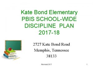 Kate Bond Elementary PBIS SCHOOLWIDE DISCIPLINE PLAN 2017