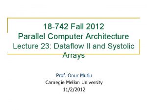 18 742 Fall 2012 Parallel Computer Architecture Lecture