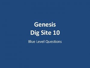 Genesis Dig Site 10 Blue Level Questions When
