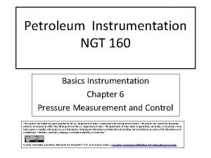 Petroleum Instrumentation NGT 160 Basics Instrumentation Chapter 6