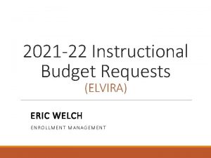 2021 22 Instructional Budget Requests ELVIRA ERIC WELCH