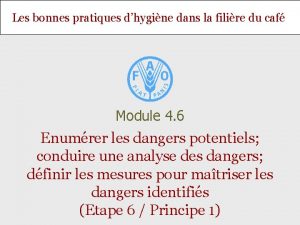 Les bonnes pratiques dhygine dans la filire du