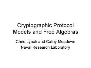 Cryptographic Protocol Models and Free Algebras Chris Lynch