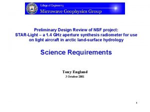 Preliminary Design Review of NSF project STARLight a