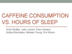 CAFFEINE CONSUMPTION VS HOURS OF SLEEP Amie Radtke