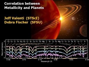 Correlation between Metallicity and Planets Jeff Valenti STSc