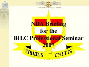 NDA Briefing for the BILC Professional Seminar 2007