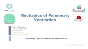 Mechanics of Pulmonary Ventilation Red very important Green