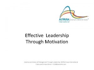 Altrusa International Inc Effective Leadership Through Motivation Used