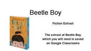 Beetle Boy Fiction Extract The extract of Beetle
