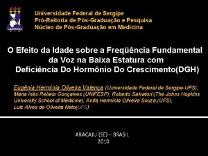 Universidade Federal de Sergipe PrReitoria de PsGraduao e