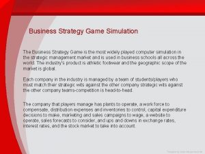 Business Strategy Game Simulation The Business Strategy Game