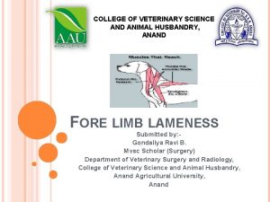COLLEGE OF VETERINARY SCIENCE AND ANIMAL HUSBANDRY ANAND