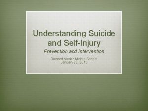 Understanding Suicide and SelfInjury Prevention and Intervention Richard