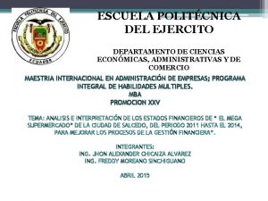 ESCUELA POLITCNICA DEL EJERCITO DEPARTAMENTO DE CIENCIAS ECONMICAS