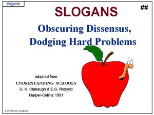 slogans SLOGANS Obscuring Dissensus Dodging Hard Problems adapted