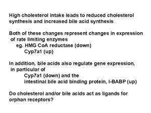 High cholesterol intake leads to reduced cholesterol synthesis